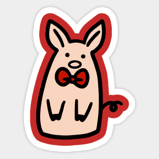 Bow Tie Piggy Sticker